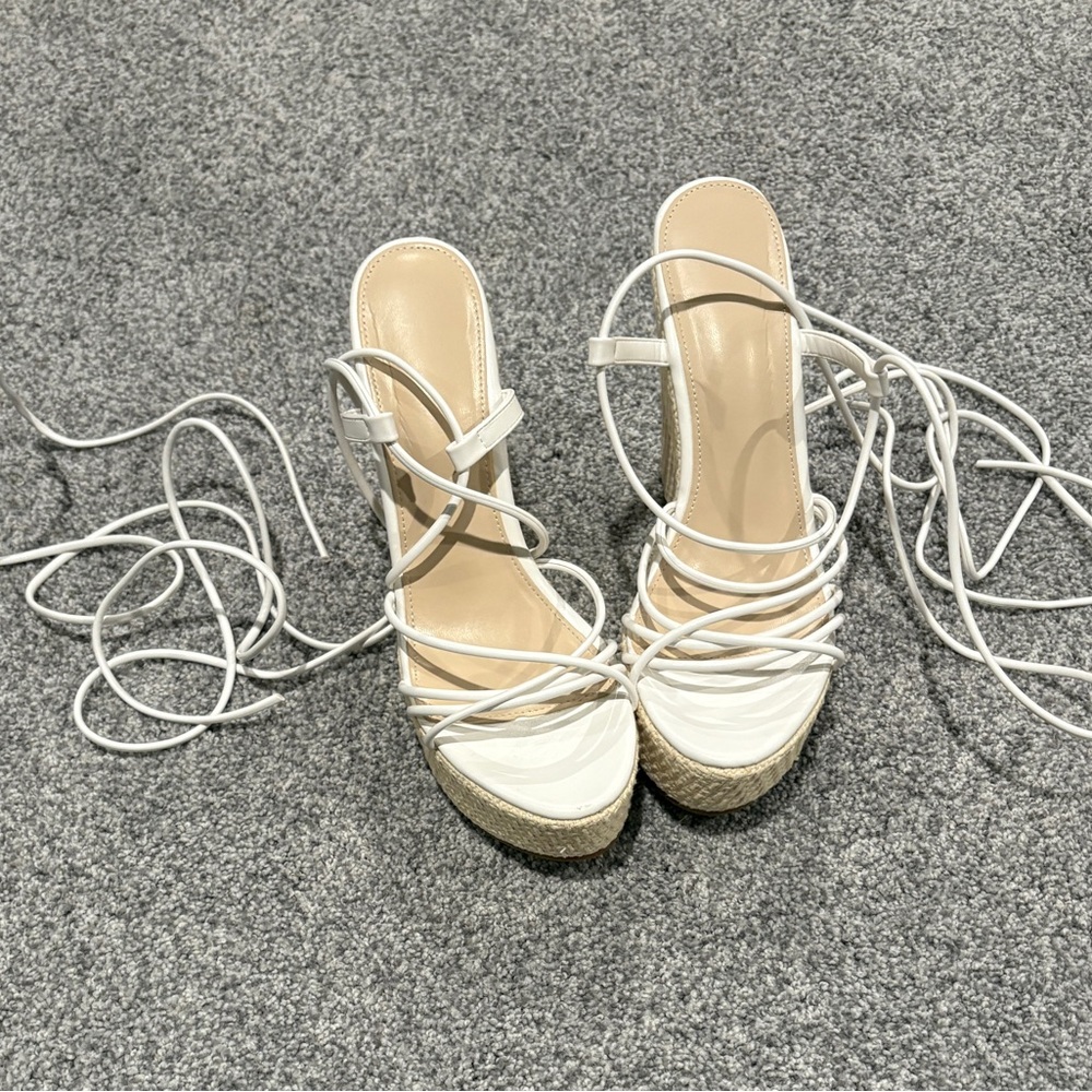 White Strappy Espadrille Sandals